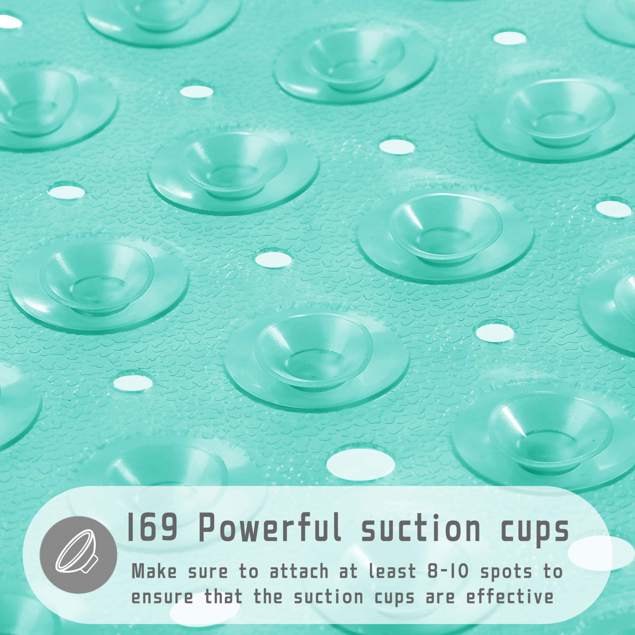 Yimobra Shower Stall Mat Non Slip, 21X21 Inch, Soft Square Bath Mat For Shower With Suction Cups And Drain Holes, Stall Floor Ma